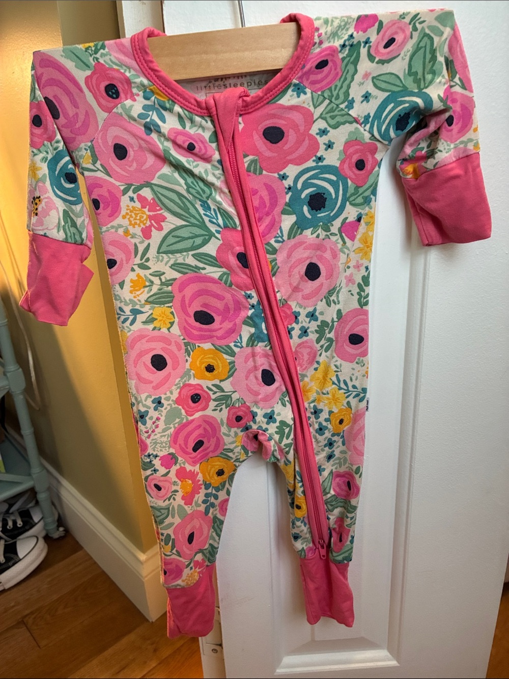 Little Sleepies Pink Floral Zip-Front One-Piece Footie